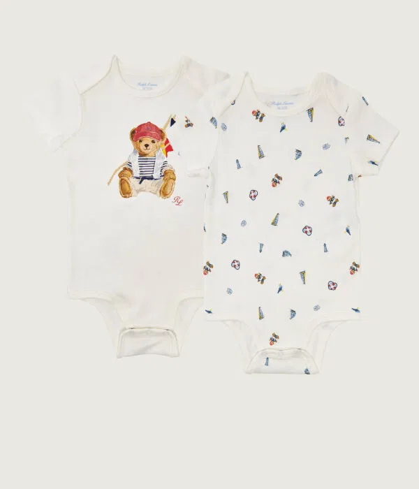 Детский комплект боди для девочек 2 штуки Polo Ralph Lauren, Crema