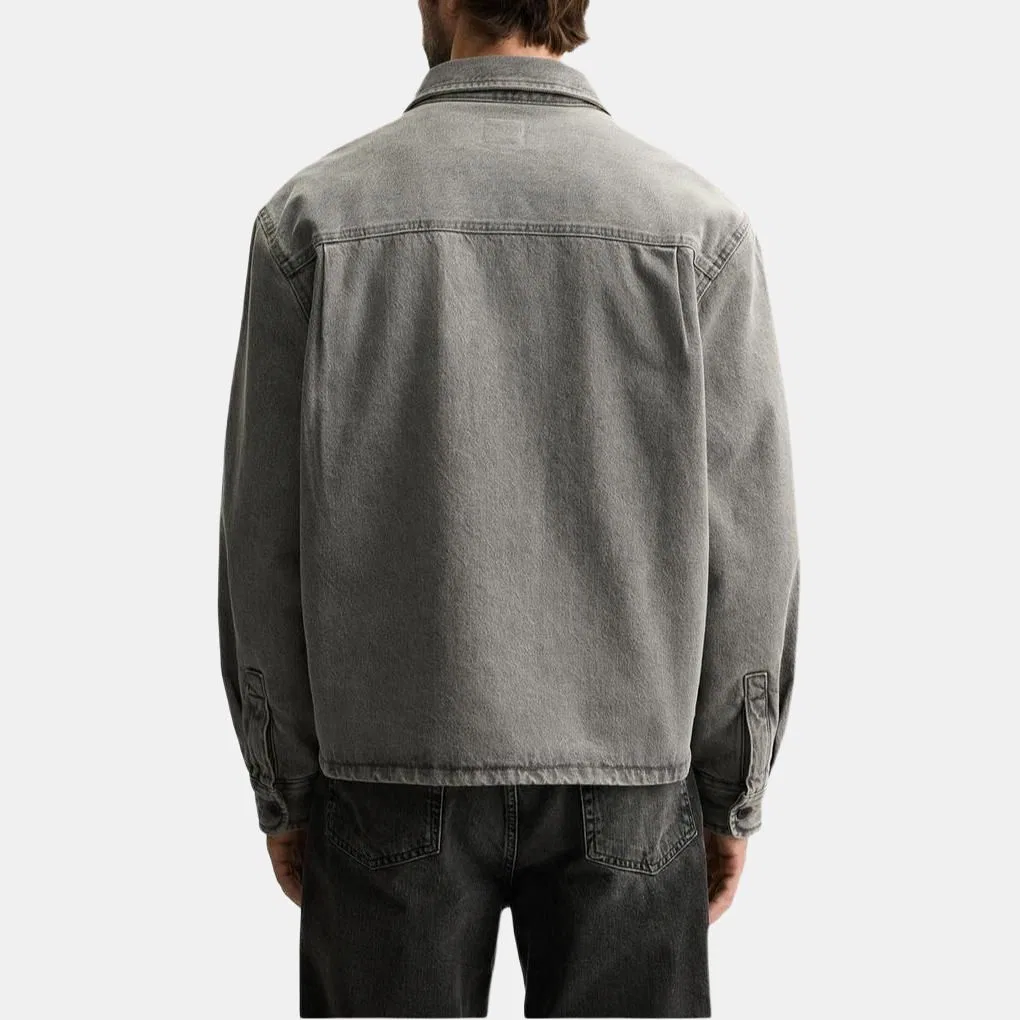 Мужская джинсовая куртка с лацканами Gray Lapel ZARA, Серый — фото 4