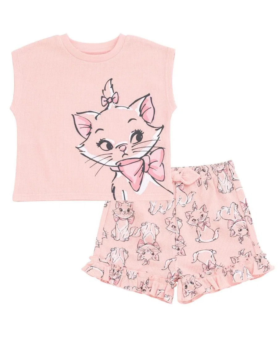 Комплект из футболки и шорт для девочки, с принтом Marie The Aristocats, Pink Marie