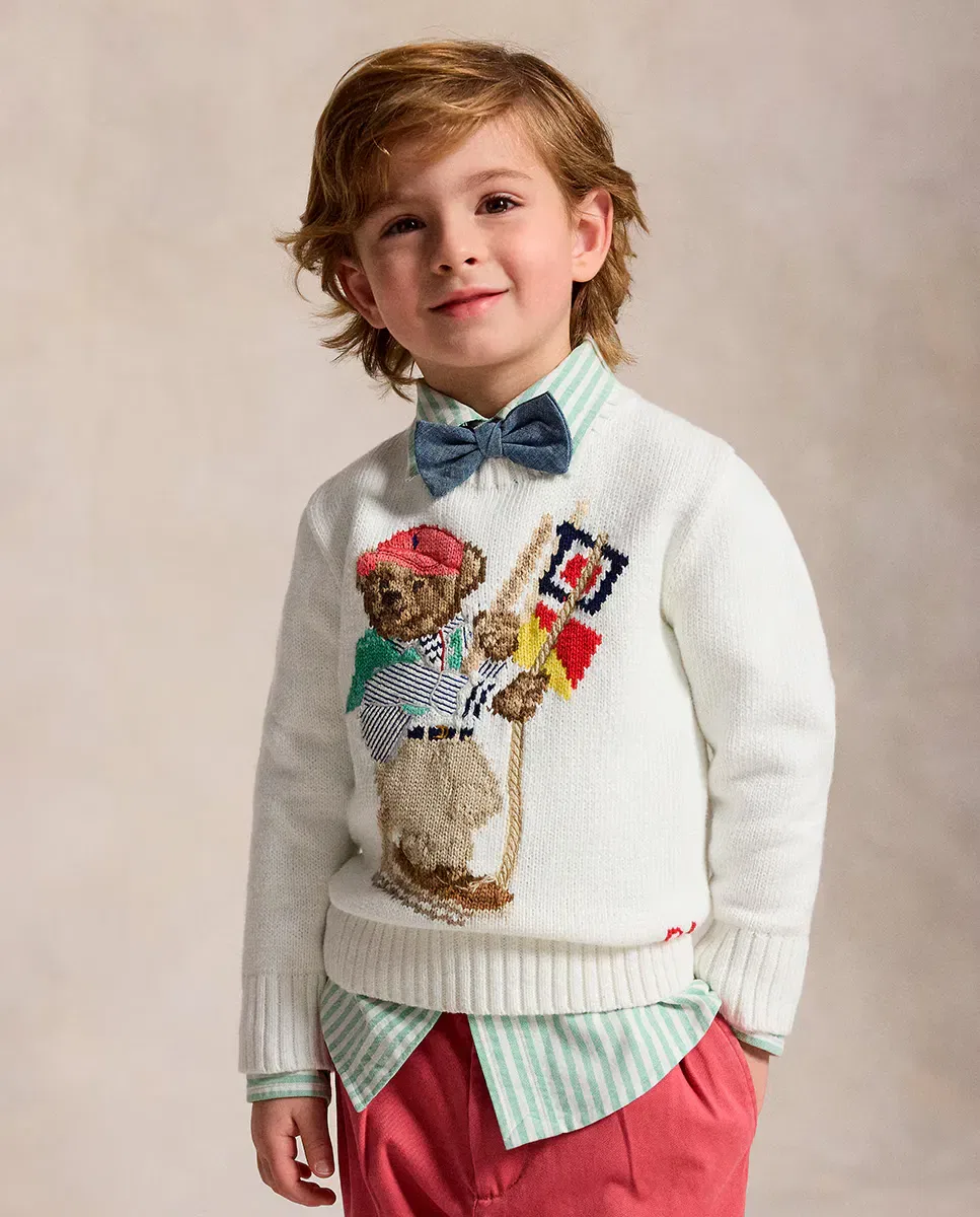 Детский джемпер для мальчиков хлопковый Polo Bear Polo Ralph Lauren, Blanco Roto