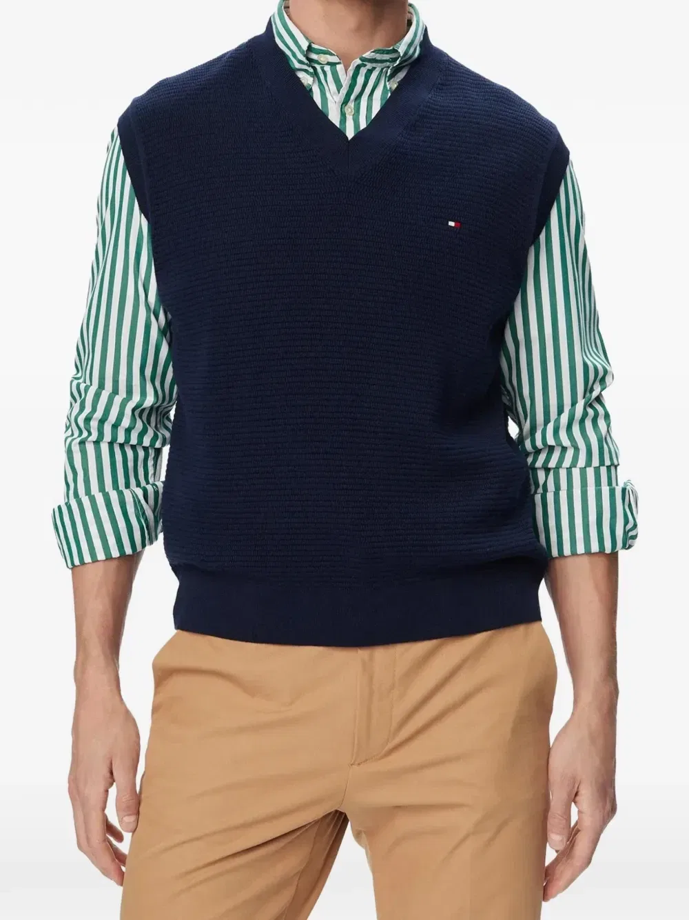 Вязаный жилет с V-образным вырезом Tommy Hilfiger, синий