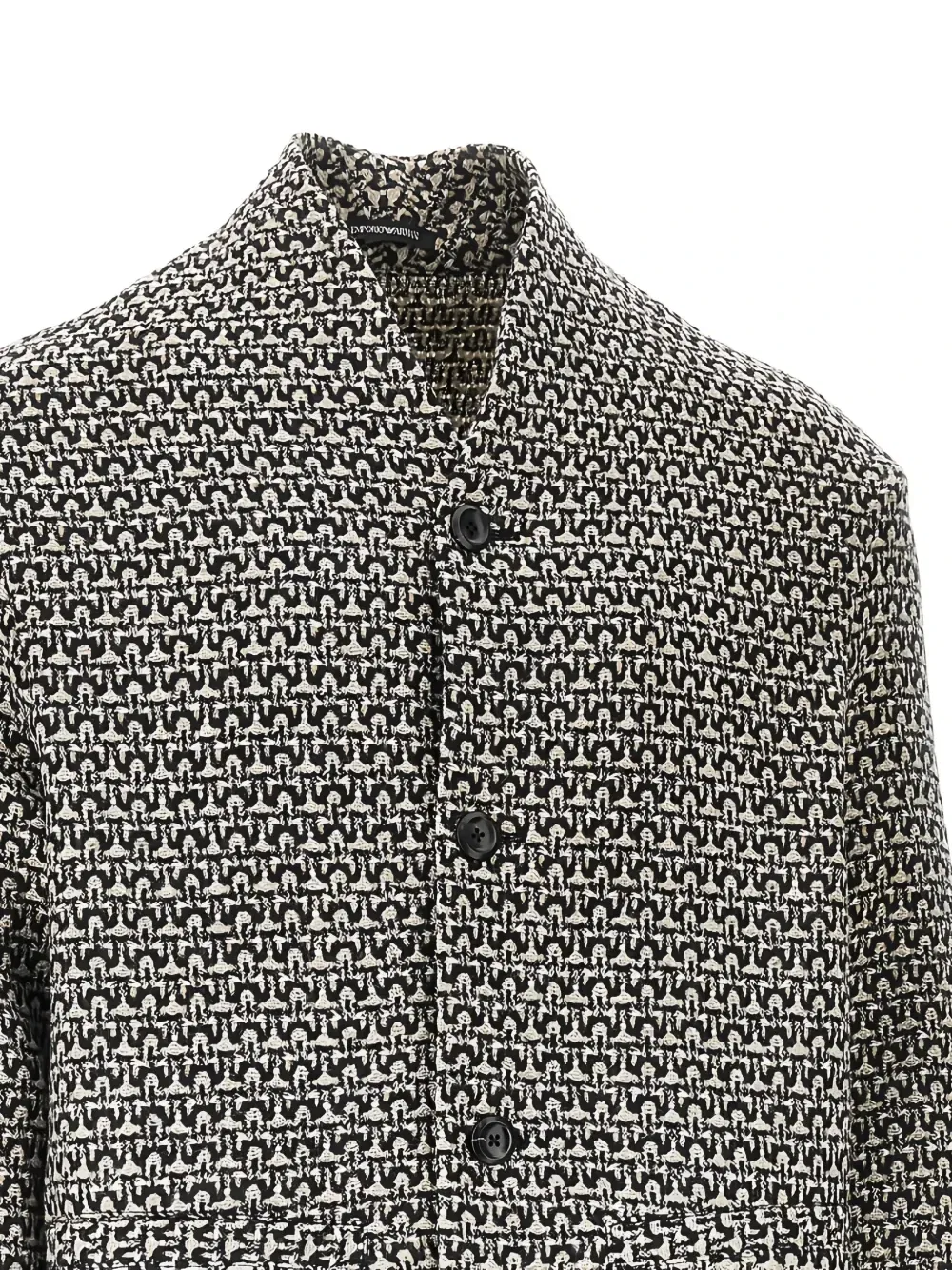 Кардиган из текстурированной смесовой шерсти мериноса EMPORIO ARMANI, черный — фото 2