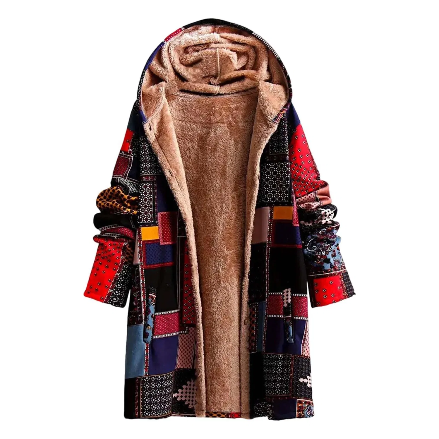 Женское утепленное пальто с принтом Ethnic Style, Nero