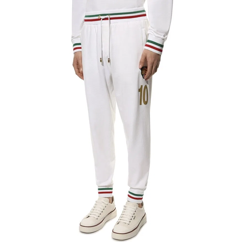 Мужские джоггеры хлопковые с логотипом Dolce & Gabbana, White — фото 2