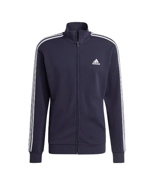 Мужской спортивный костюм с принтом трех полос, из футера Adidas, Navy — фото 2