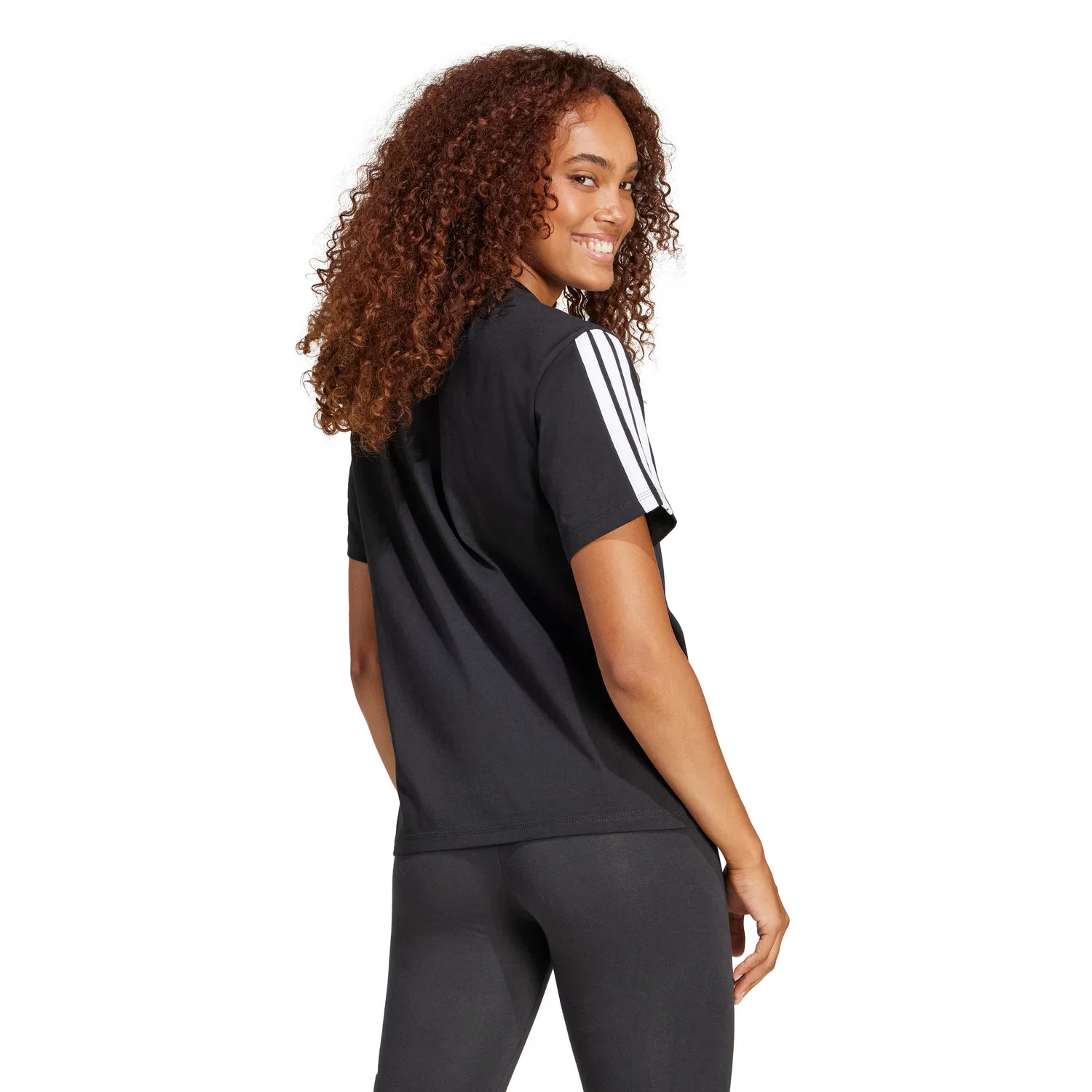 Женская футболка с длинным рукавом adidas Essentials 3-Stripes, Черный — фото 4