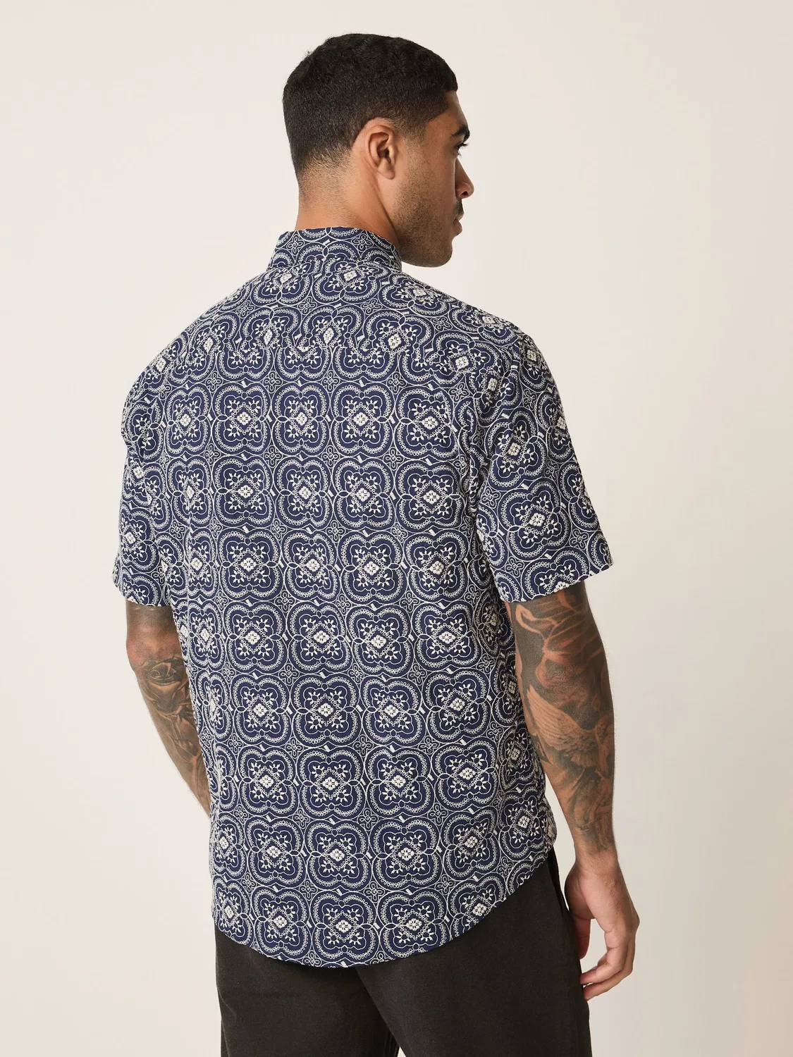 Рубашка с вышивкой плитки, Navy Textured Next, темно-синий — фото 2