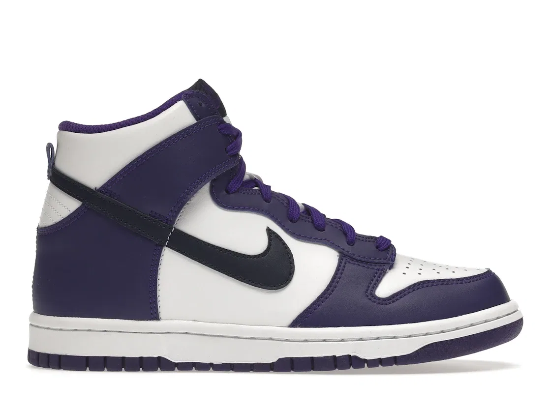 Детские кроссовки для мальчиков высокие Nike Dunk High Nike, White/Electro Purple/Midnight Navy