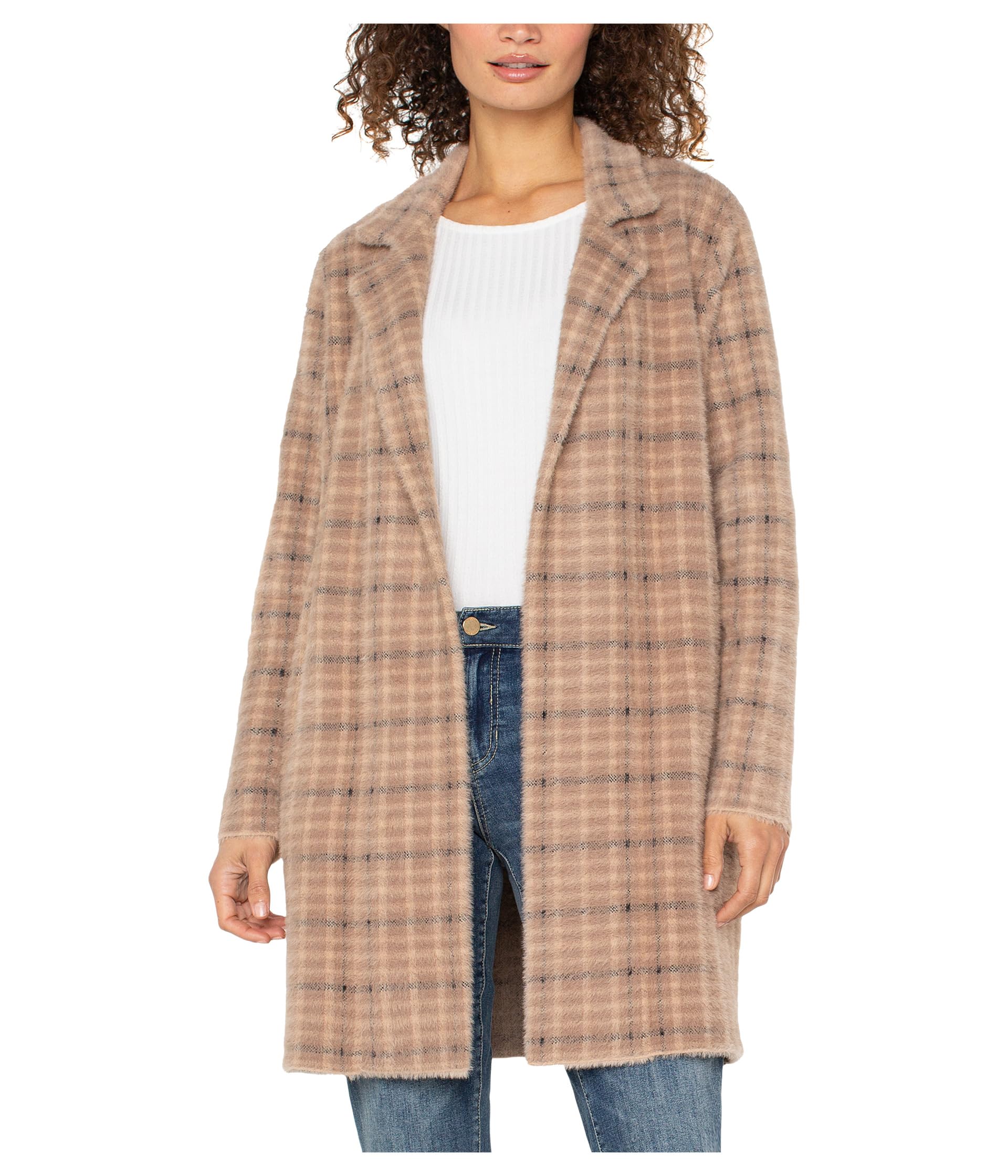 

Свитер Liverpool Los Angeles Long Sleeve Open Front Sweater Coatigan, цвет Camel/Cream Plaid
