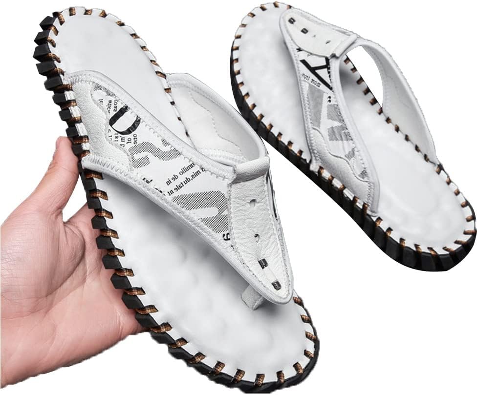 

Мужские шлепанцы с кожаной перемычкой, легкие водные тапочки, открытый носок, удобные летние пляжные шлепанцы для бассейна, душа, общежития, спорта, для улицы и дома, широкая лента, противоскользящая подошва Mtfbq, белый