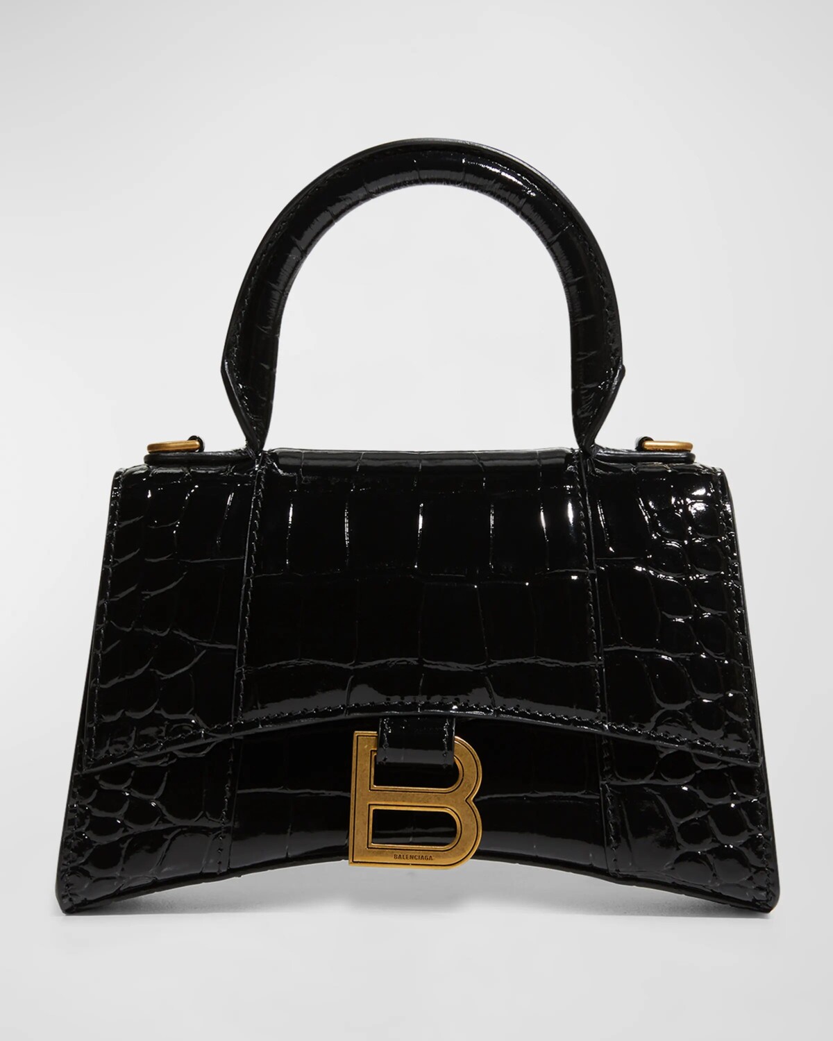 

Сумка Hourglass XS с тиснением под крокодила Balenciaga, цвет 1000 Black