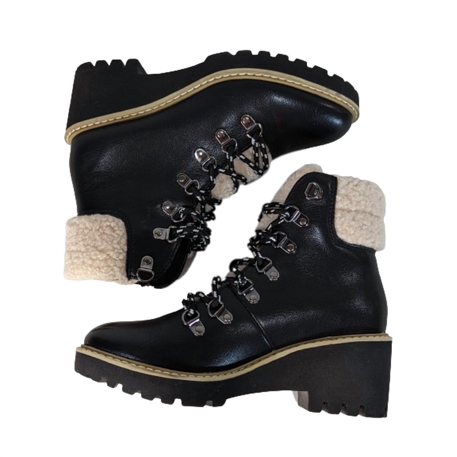 Женские угги Sherpa на клиновидной подошве, черные Corkys Footwear — фото 4