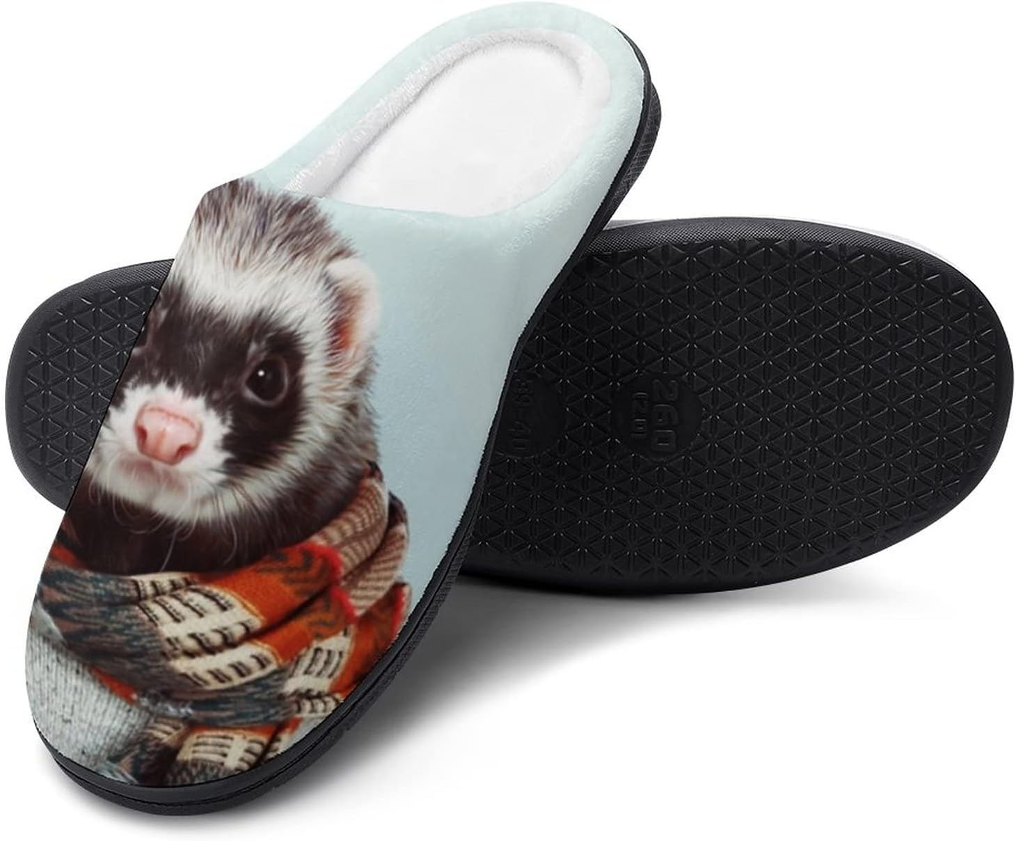 Хлопковые тапочки Scarf Ferret, домашние тапочки из пеноматериала с эффектом памяти, зимняя теплая обувь с закрытым носком Tubiazicol123, 9-10（42-43） Style — фото 4