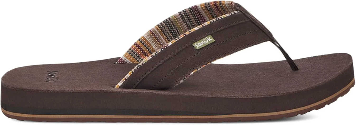 Sanuk Mens Ziggy ST | Flip Flops for Men | Mens Сандалии | Beach Сандалии | Water Friendly & Lightweight | Comfort Footbed, коричневый — фото 2
