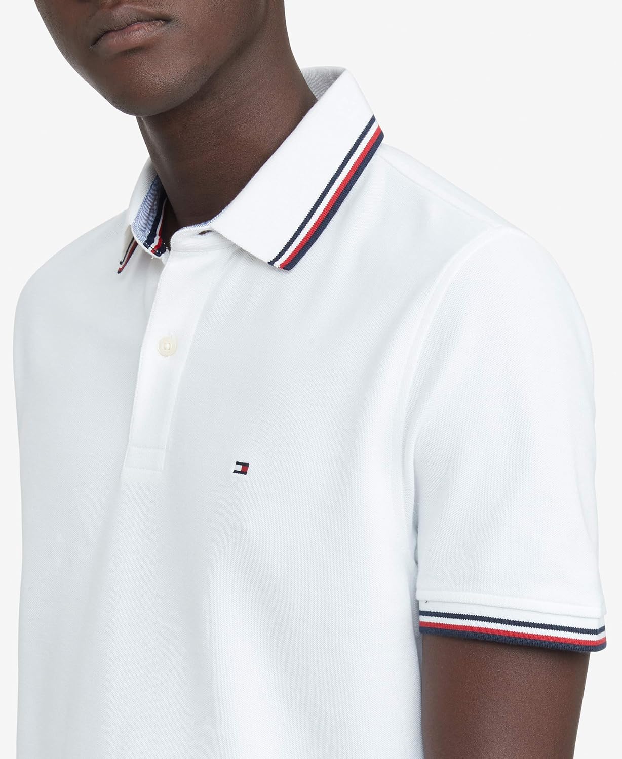 Мужская рубашка-поло Tommy Hilfiger с короткими рукавами, влагоотводящая, эластичная, быстросохнущая, с защитой от ультрафиолета, Bright White — фото 3