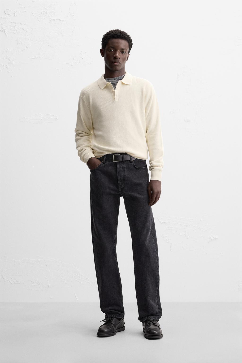 

Рубашка-поло purl knit ZARA, устрично-белый