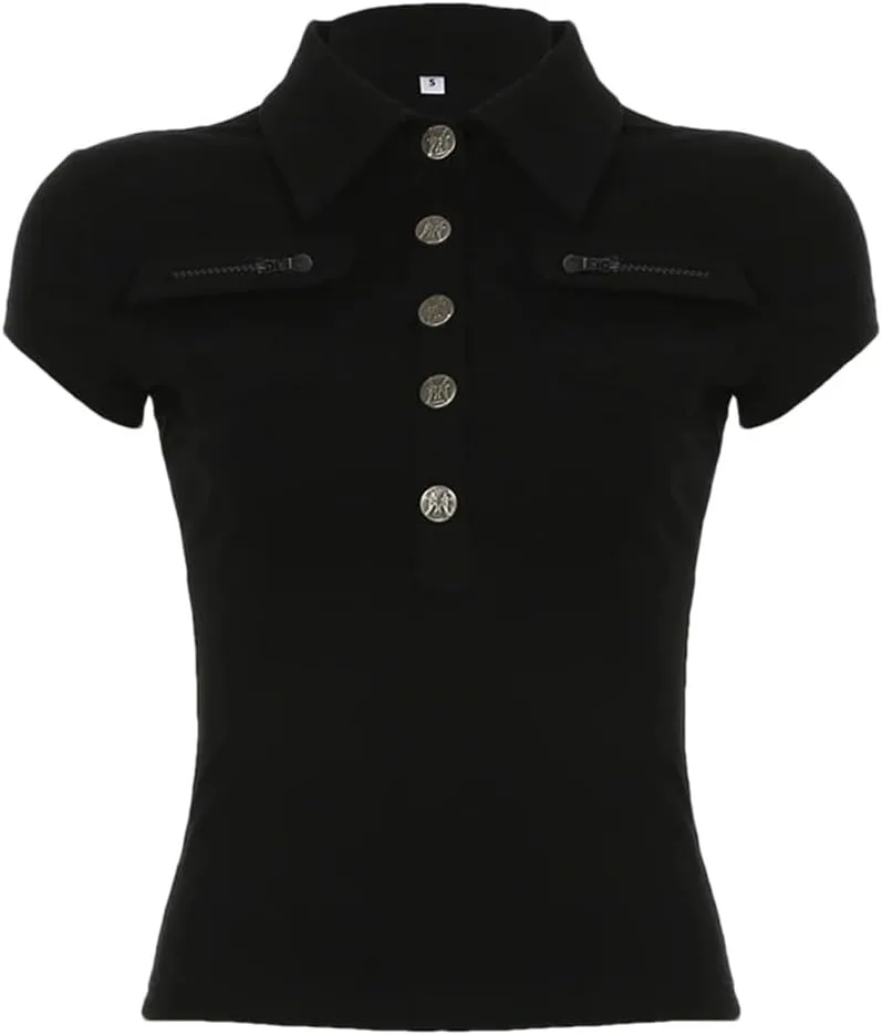 

Женская поло с металлическими пуговицами Slim Fit