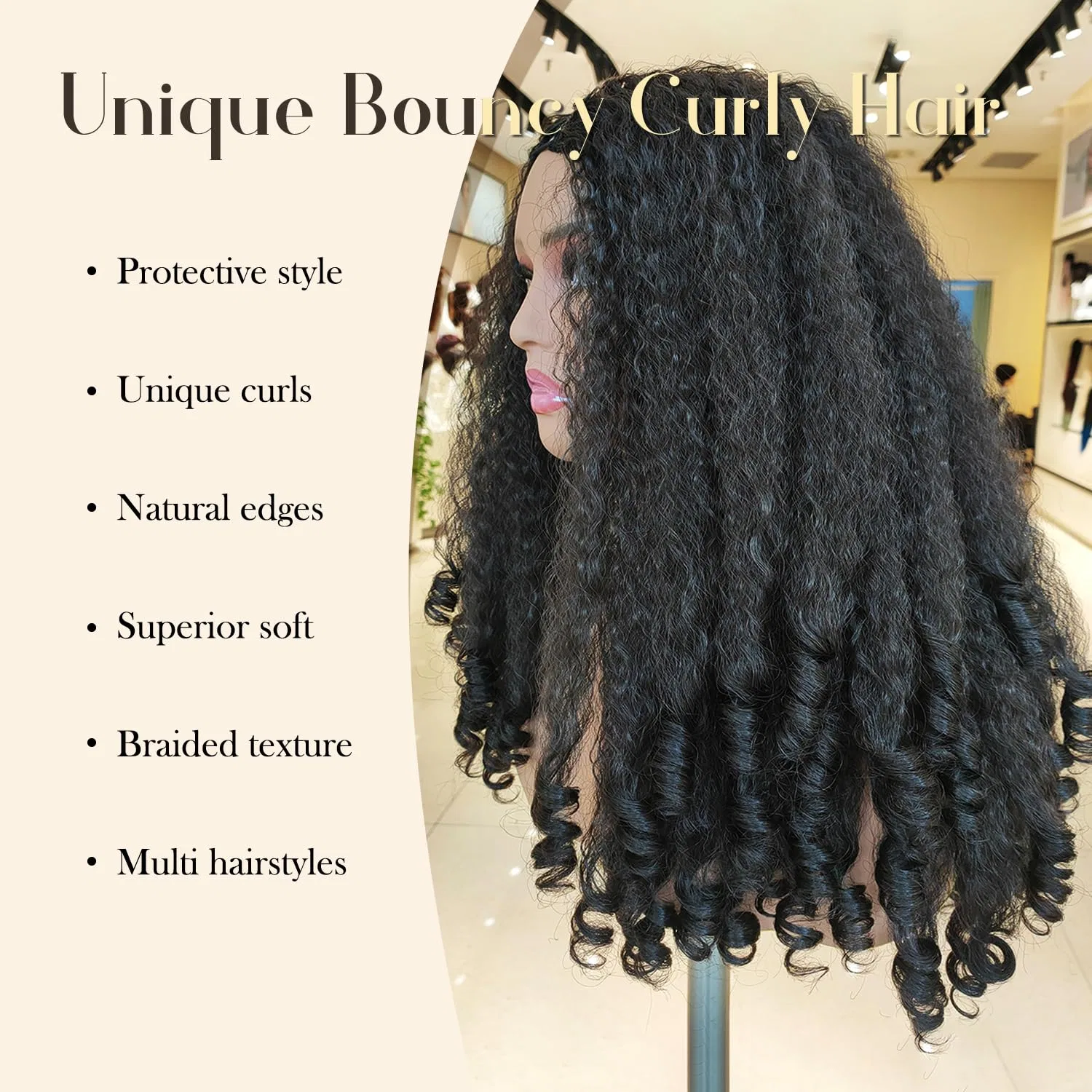 Афро-парик Afro Wig Curly V Part синтетический, 20 дюймов Soku, Sc Black — фото 3