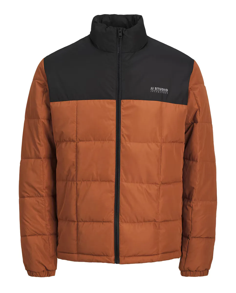 

Мужское комфортное пальто с высоким воротником и застежкой-молнией Jack & Jones, коричневый