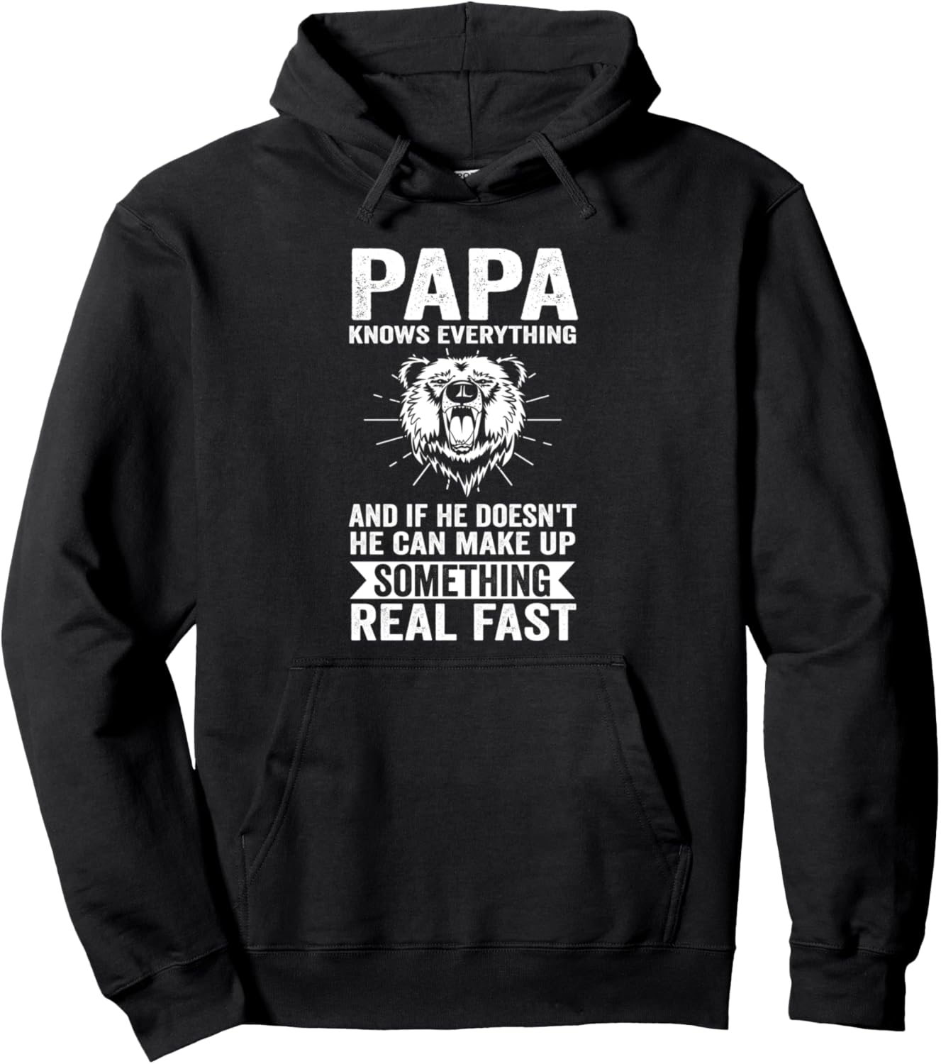 

Папа все знает, и он не может... (толстовка с капюшоном для дедушки) Humor Grandfather & Grandson Gift Ideas, черный