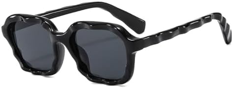 

Винтажные квадратные солнцезащитные очки необычной волнообразной формы для женщин, модные двухцветные очки с защитой от УФ-излучения UV400 для мужчин MTZJH, Black Gray