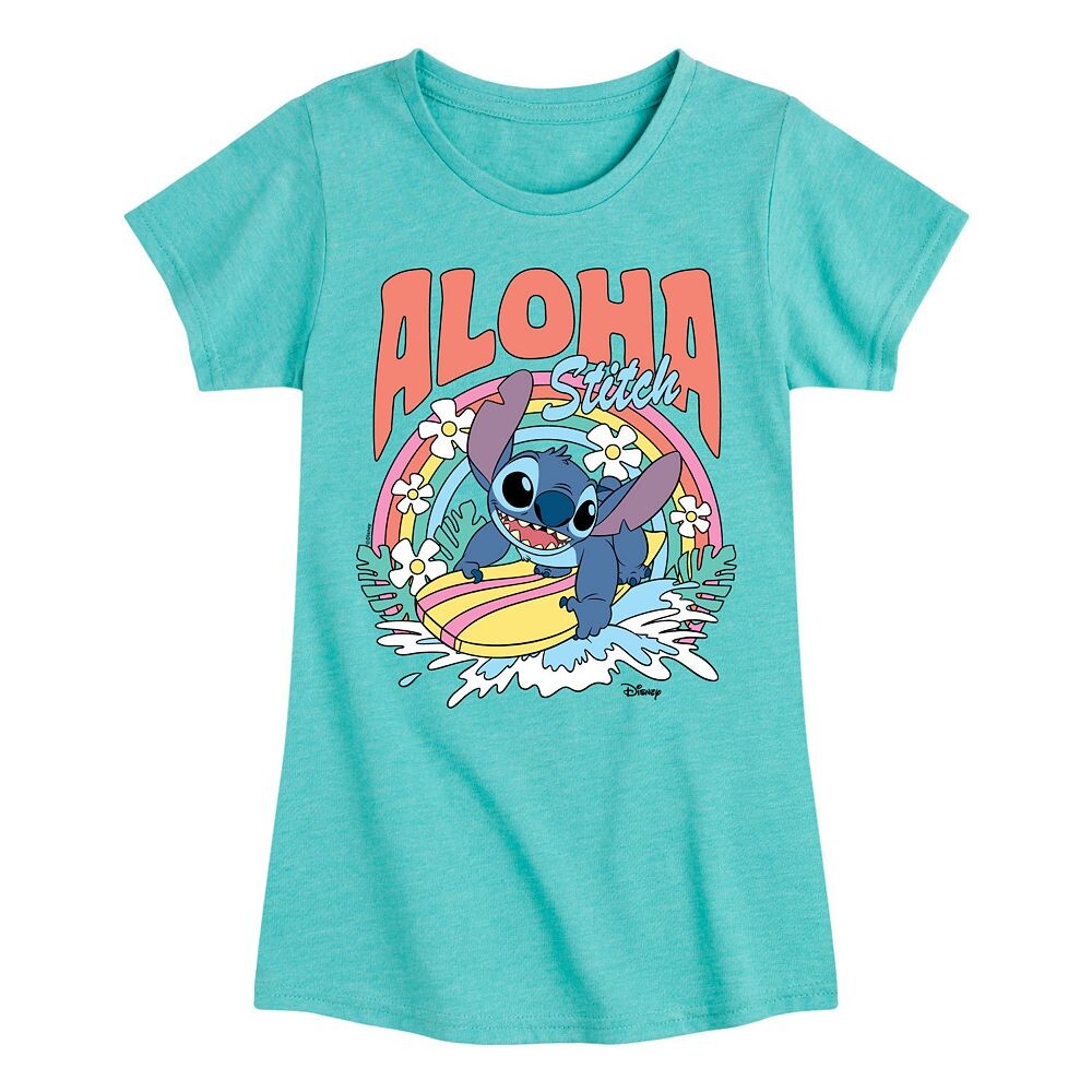 

Футболка с рисунком Aloha Stitch Surf для девочек 7–16 лет Disney's Lilo & Stitch, синий