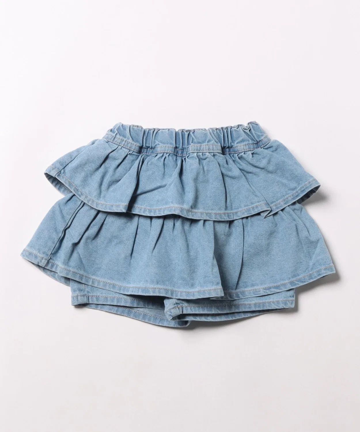Шорты джинсовые с двумя рядами воланов Atelier Denim.RIO, синие