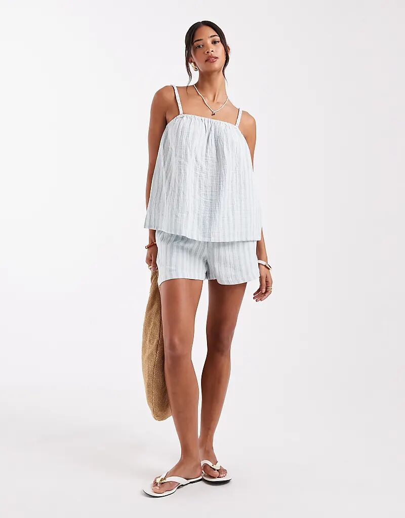 

Комбинируемые хлопковые шорты Vero Moda в зеленую полоску