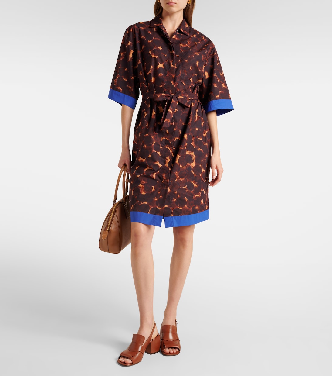 Платье-рубашка из принтованного хлопкового поплина Dries Van Noten, Dessin A — фото 2