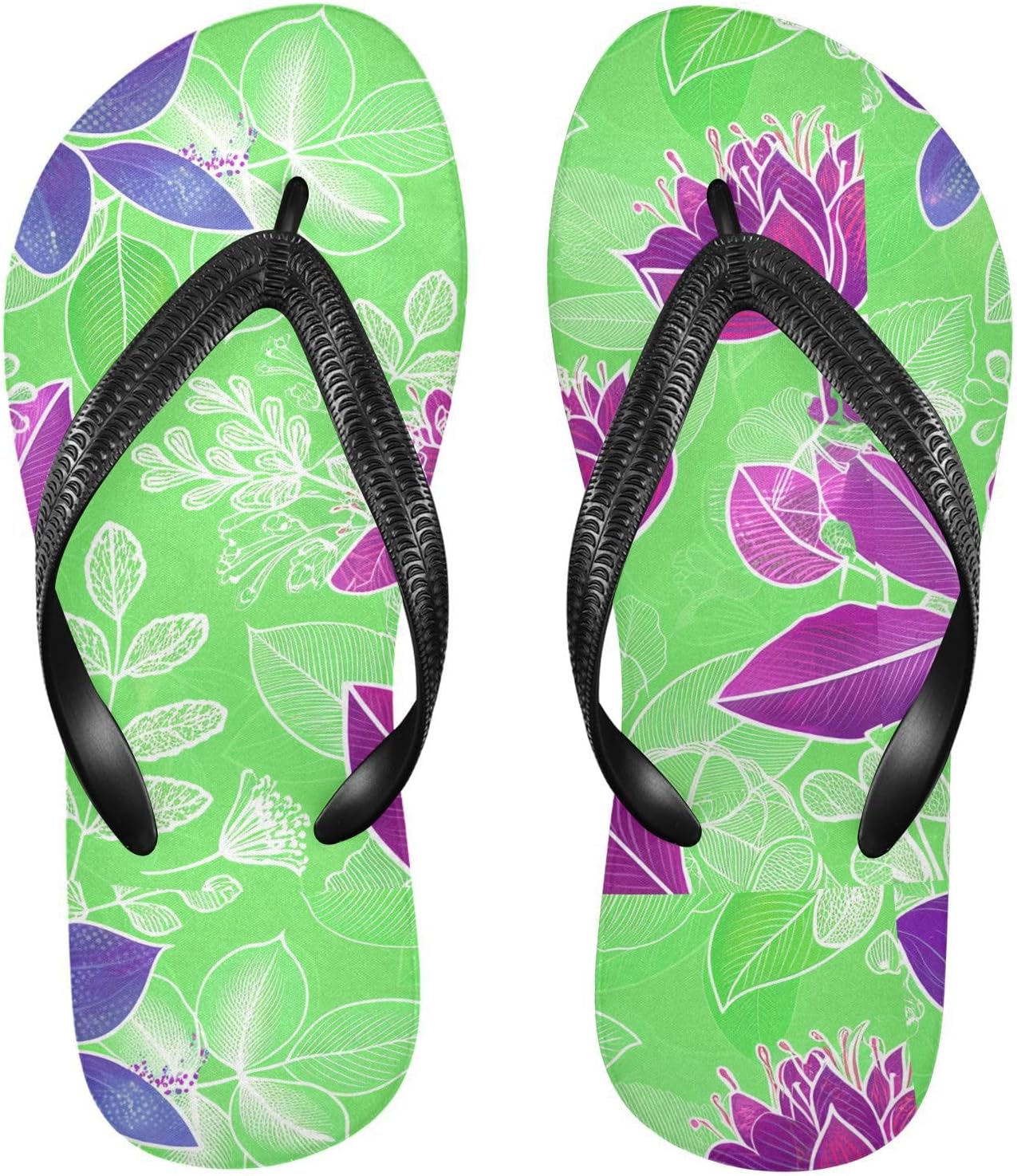 

Мужские и женские летние шлепанцы для пляжа с принтом зеленого листа, резиновые, противоскользящие, для душа и прогулок Sinestour