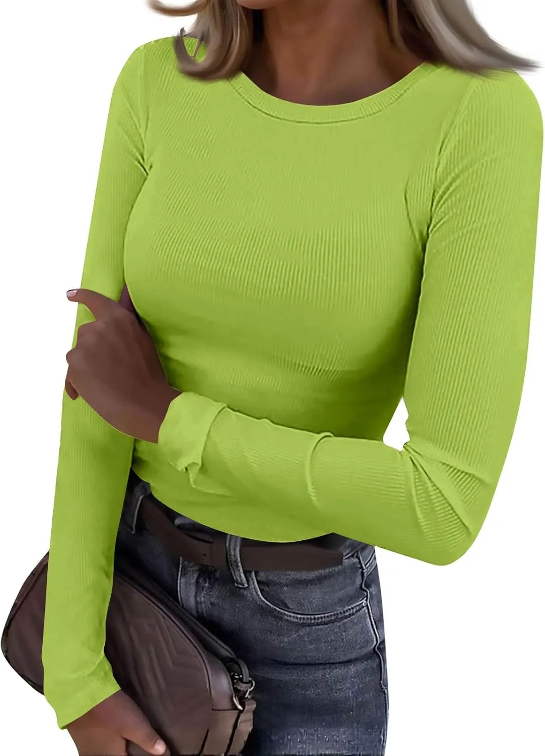 

Женская футболка с длинным рукавом и ребристой вязкой Niffouu