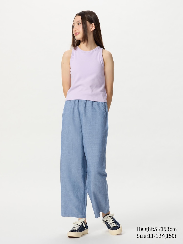 

Широкие брюки из льняной смеси Uniqlo, цвет 63 синий