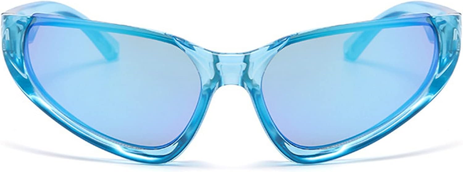 

Солнцезащитные очки Y2K для женщин и мужчин, модные солнцезащитные очки-щитки с обтекаемой формой, спортивные очки для велоспорта, вождения, зеркальные солнцезащитные очки mincl, Blue