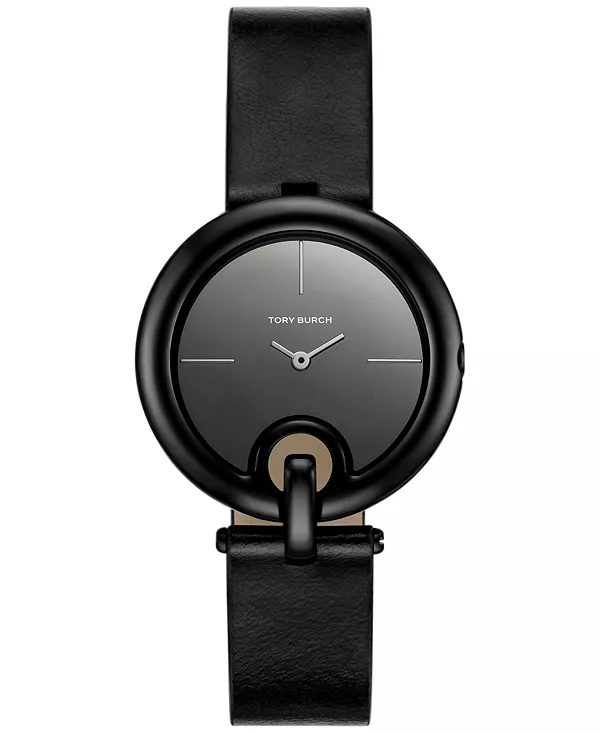 

Женские часы с черным кожаным ремешком и перфорацией, 36 мм Tory Burch, black