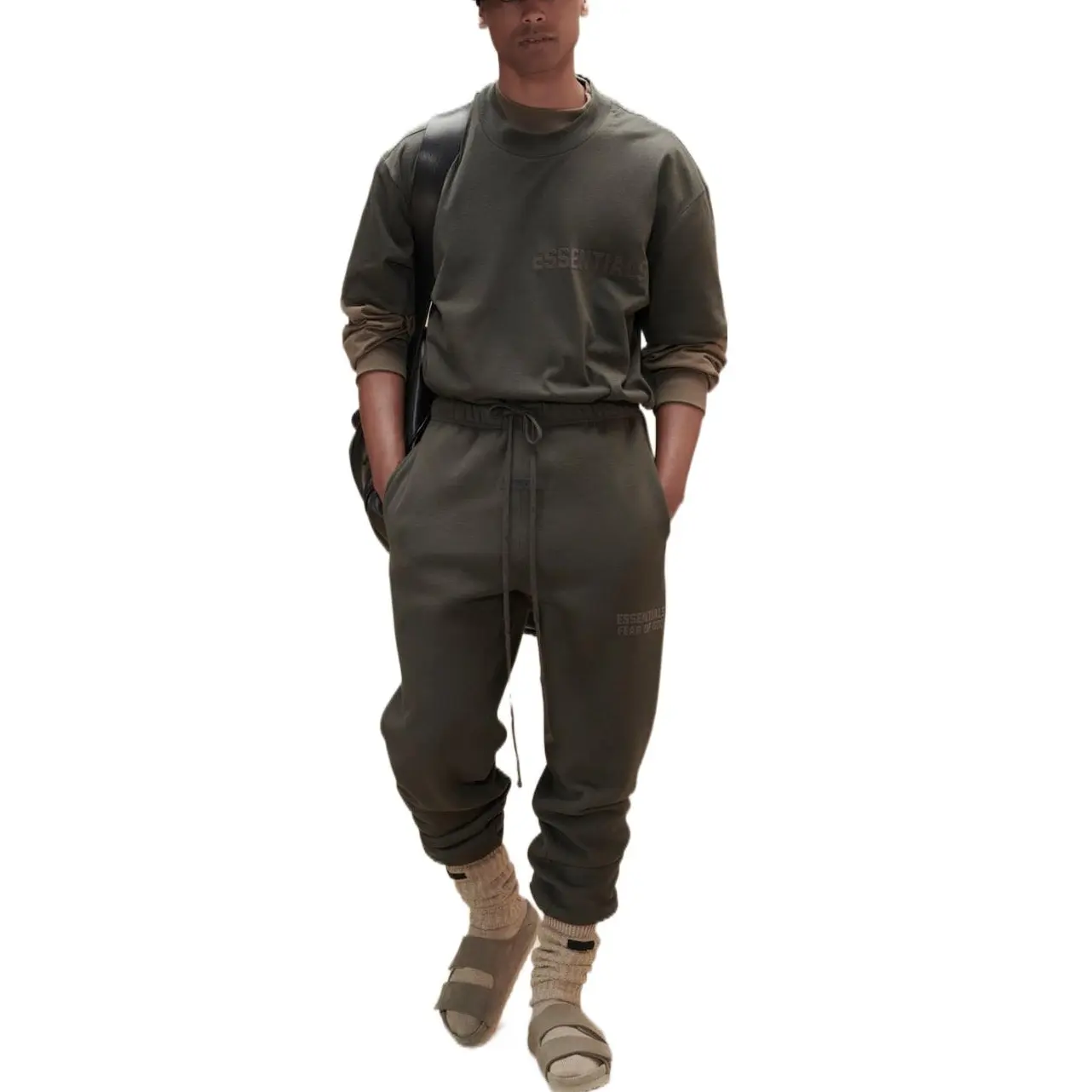 Футболка Fear Of God Essentials, серо-черная — фото 3