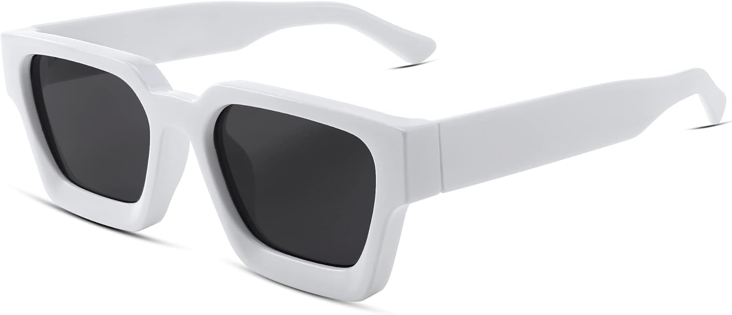 

Солнцезащитные очки FEISEDY в стиле ретро 90-х, квадратной формы, для женщин и мужчин, модные массивные прямоугольные солнцезащитные очки с защитой UV400, модель B2385, 006 White | Grey Lens