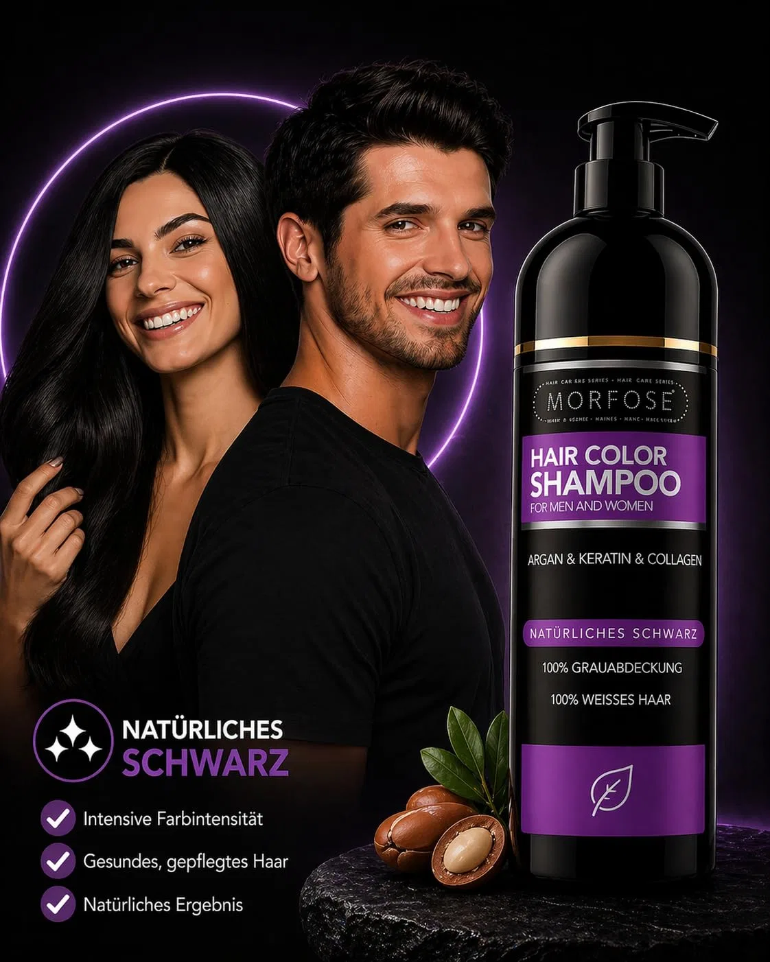 Шампунь-краска для волос Morfose Speedy Hair Dye Morfose, Black — фото 3