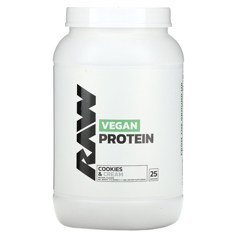 

Raw Nutrition, веганский протеин, печенье и сливки, 775 г (1,7 фунта)