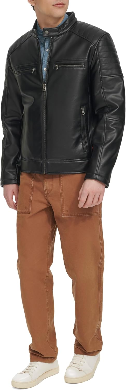 Мужская гоночная куртка Levi's из искусственной кожи, Black Quilt Lined — фото 2