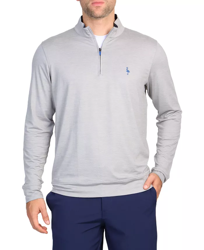 

Мужская меланжевая сетчатая производительная водолазка с четвертью молнии Tailorbyrd, серый