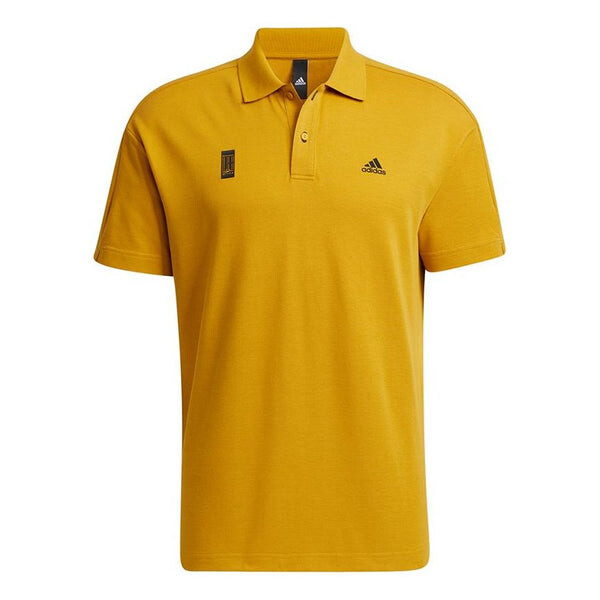 

Футболка men's wj polo martial arts series logo printing solid color sports short sleeve gold color polo shirt Adidas, золотой