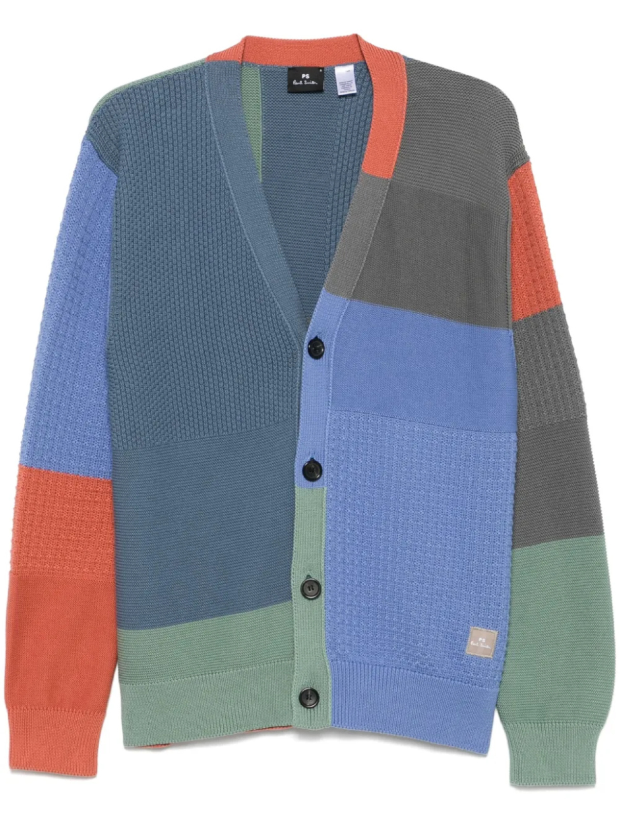 

Кардиган из органического хлопка с цветными блоками от PS Paul Smith, серый