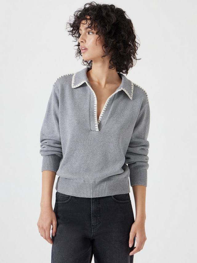 

Джемпер с отстроченным воротником HUSH, цвет Mid Grey Marl