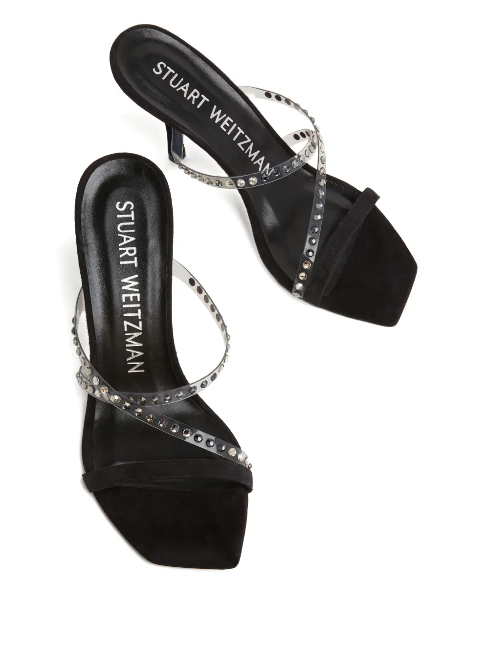 Сланцы Strapeze с кристаллами на каблуке 85 мм Stuart Weitzman, белый — фото 3
