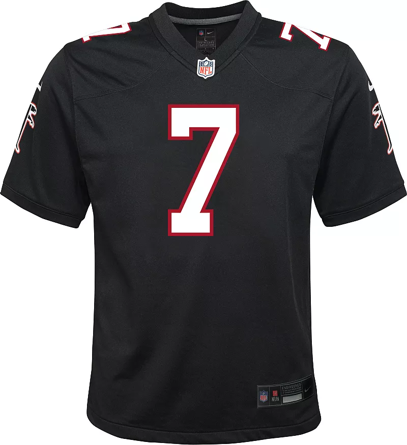 Черная игровая майка Nike Youth Atlanta Falcons Bijan Robinson #7 Throwback — фото 3