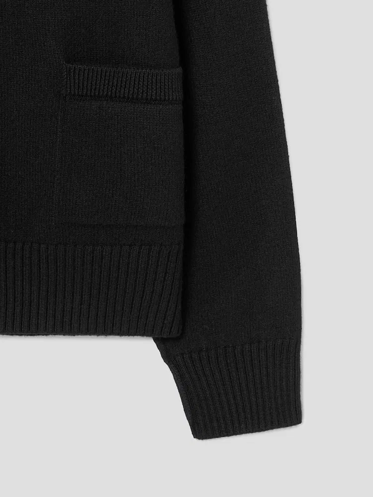 Кардиган с интарсией и фетровым логотипом Adc Intarsia Felted Crewneck AMI PARIS, Black — фото 4