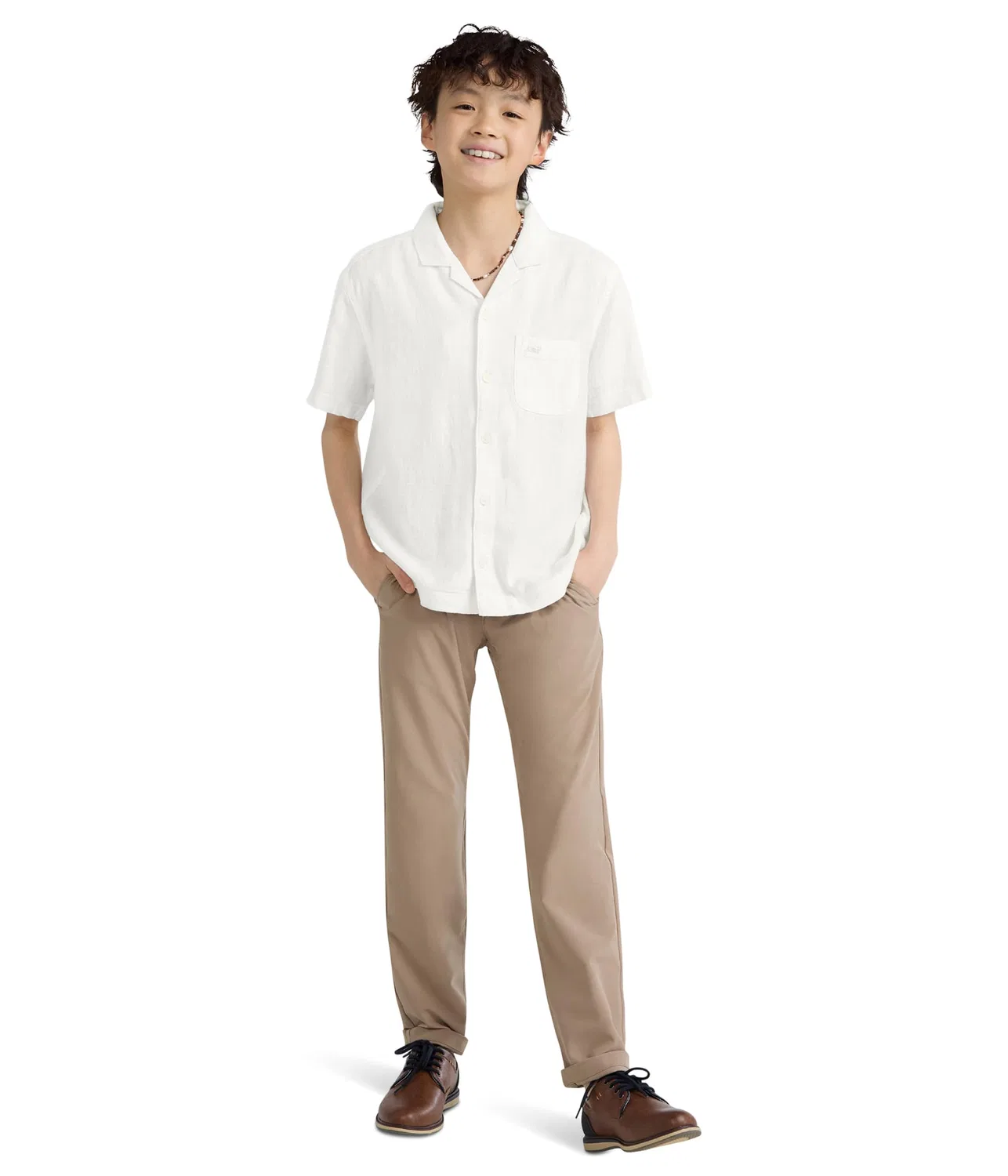 Льняная походная рубашка (для детей постарше) Abercrombie Kids, Bright White — фото 2