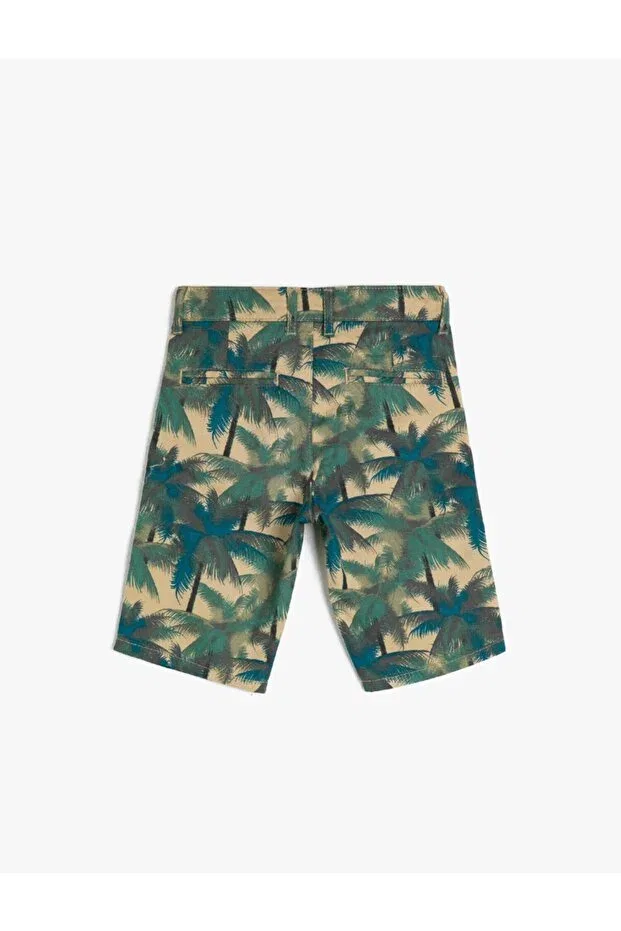 Детские шорты для мальчиков с принтом Palm Tree Patterned 100% Cotton Woven Shorts Koton, White/03d — фото 2