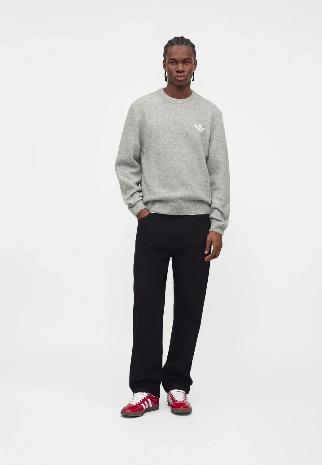 Вязаный свитер Essentials унисекс Adidas Originals, Medium Grey Heather — фото 2