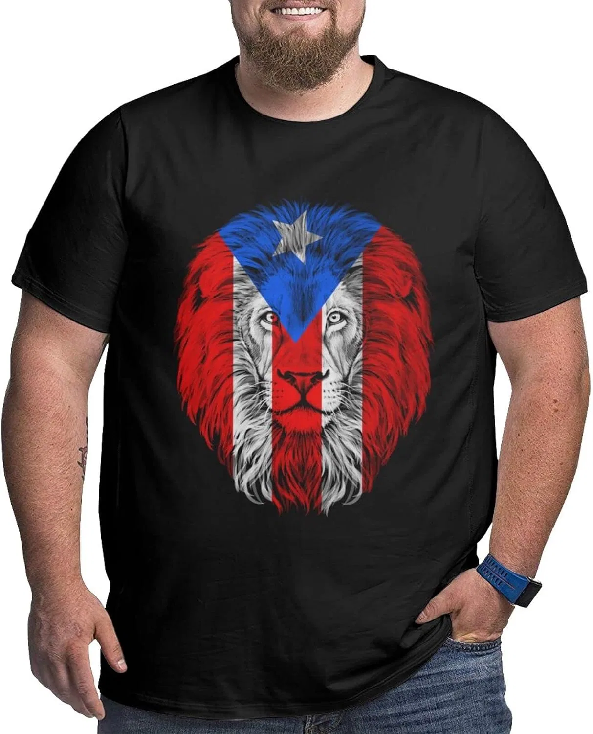 Мужская футболка с принтом Regular Fit, Cotton, Puerto Rico Flag Lion